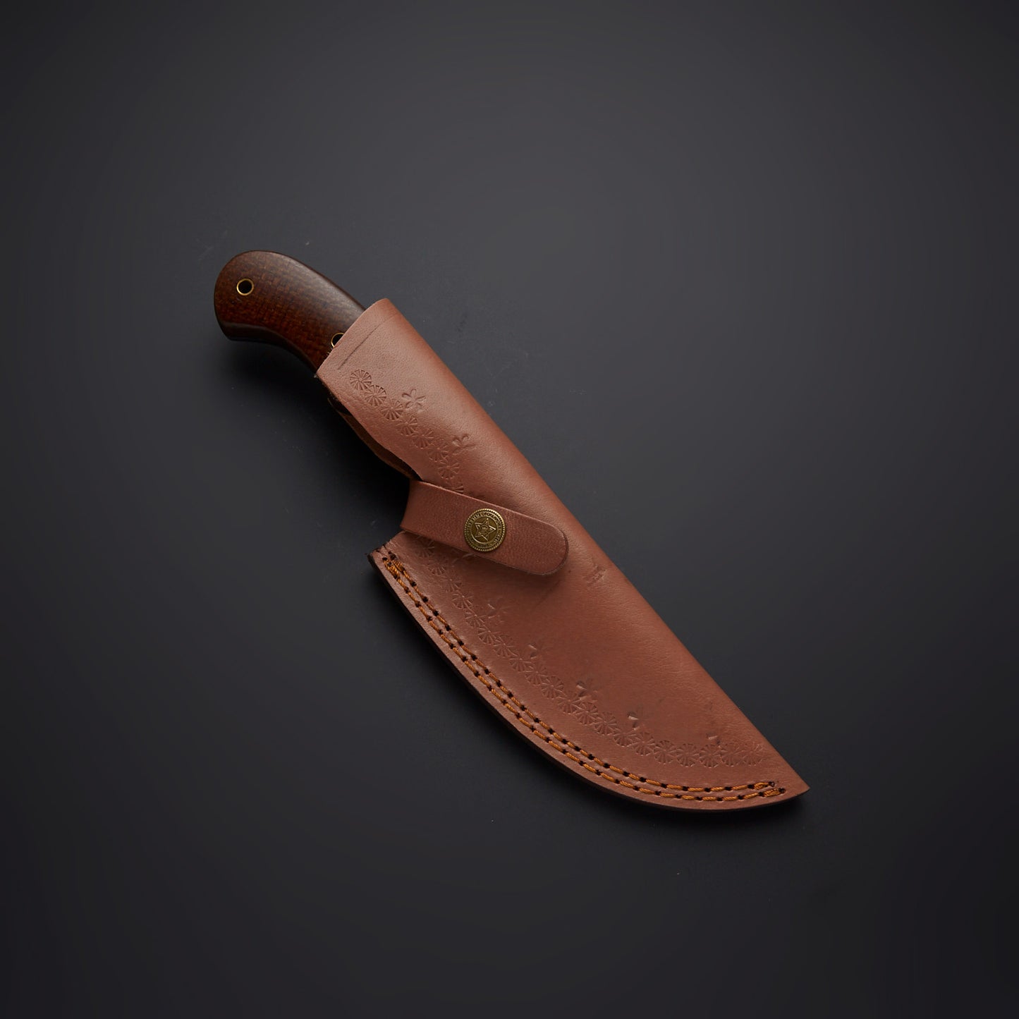 CUSTOM HANDMADE DAMASCUS TRACKER KNIFE WITH LEATHER SHEATH