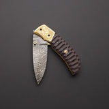 CUSTOM MADE DAMASCUS STEEL FOLDING/POCKET KNIFE + POUCH