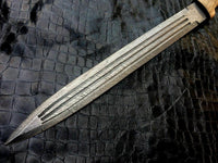 |NB KNIVES| CUSTOM HANDMADE DAMASCUS STEEL SWORD WITH LEATHER SHEATH