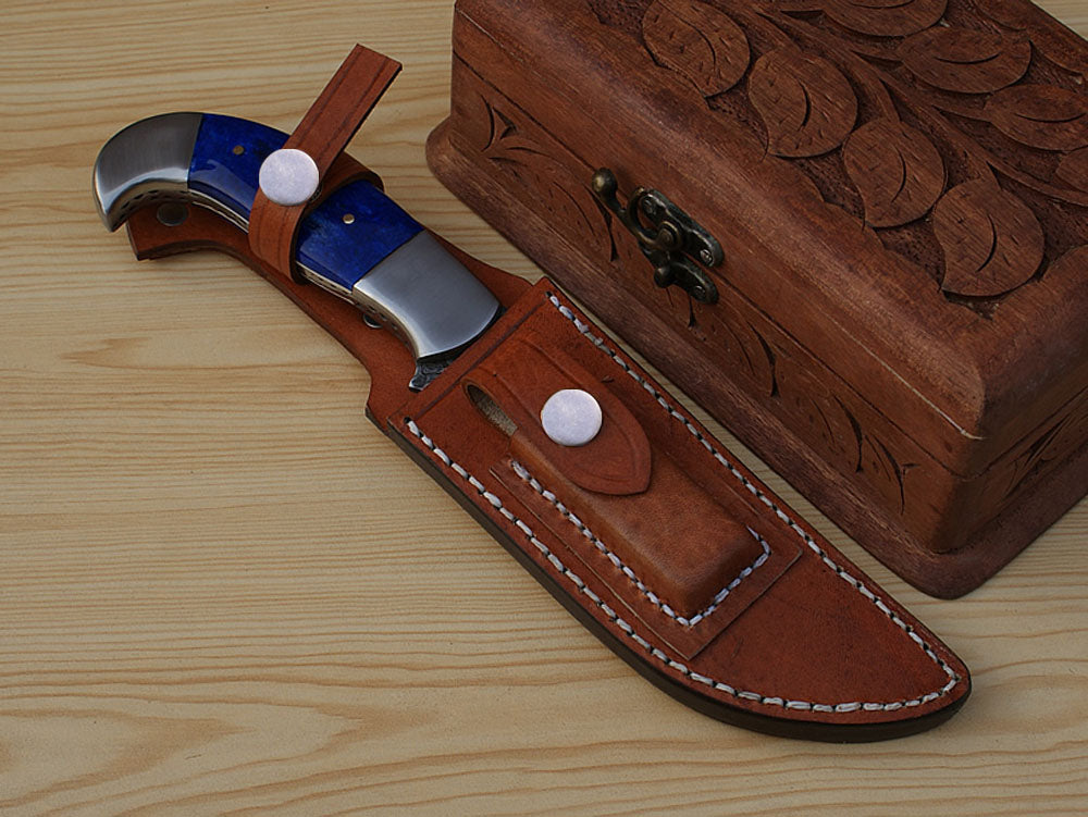 Damascus Hunting Knife Handle Coloured Bone - NB CUTLERY LTD