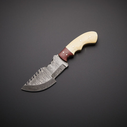 |NB KNIVES| CUSTOM HANDMADE DAMASCUS TRACKER KNIFE WITH LEATHER SHEATH