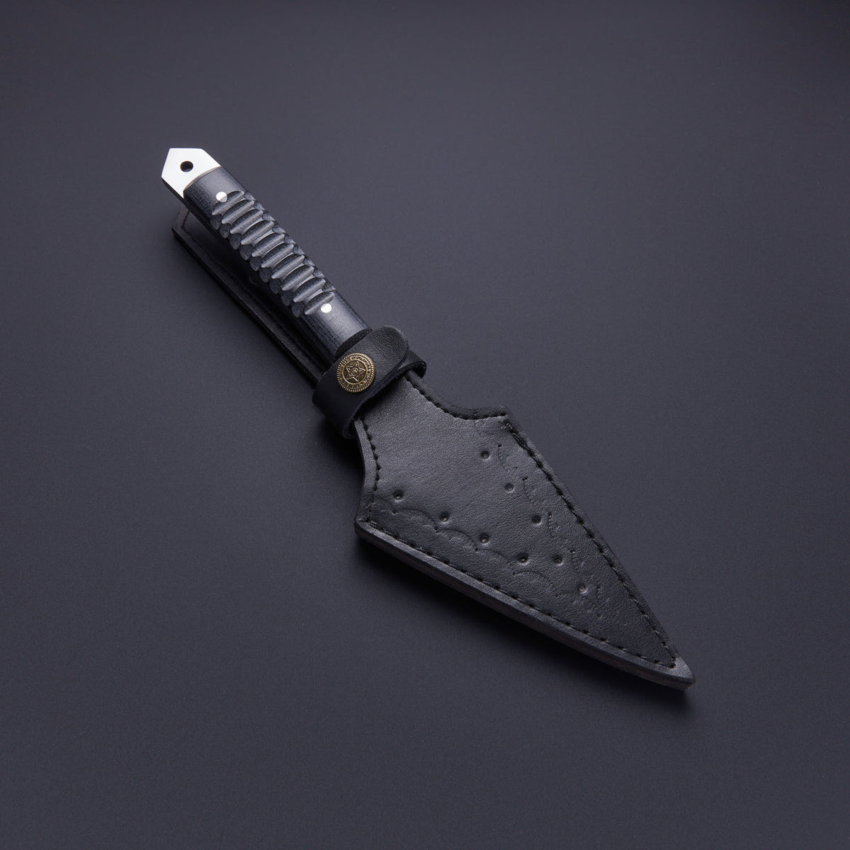 Custom Handmade D2 Steel Skinner Knife with Sculpted Micarta Handle & Leather Sheath