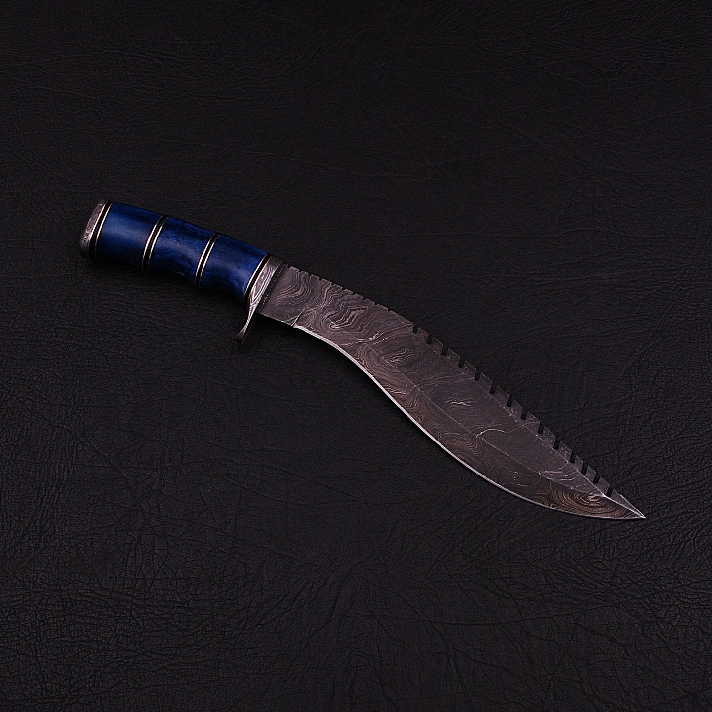 |NB KNIVES| CUSTOM HANDMADE DAMASSCUS STEEL KUKRI KNIFE WITH LEATHER SHEATH
