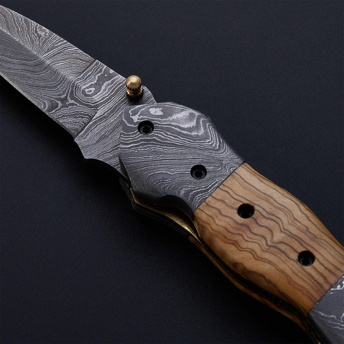 CUSTOM HANDMADE DAMASCUS POCKET KNIFE WITH LEATHER SHEATH
