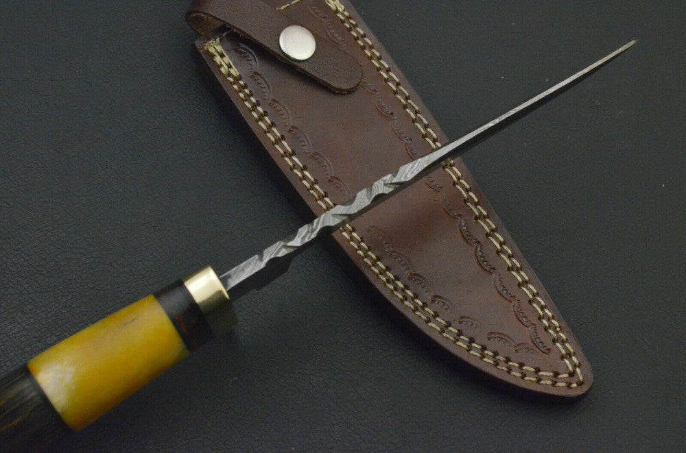 CUSTOM HANDMADE DAMASCUS STEEL BOWIE KNIFE UNIQUE STYLE