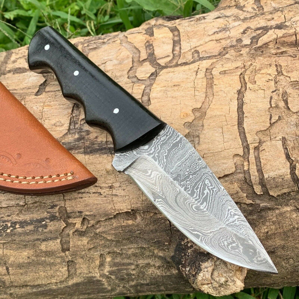 CUSTOM HANDMADE DAMASCUS HUNTING KNIFE HANDLE MICARTA