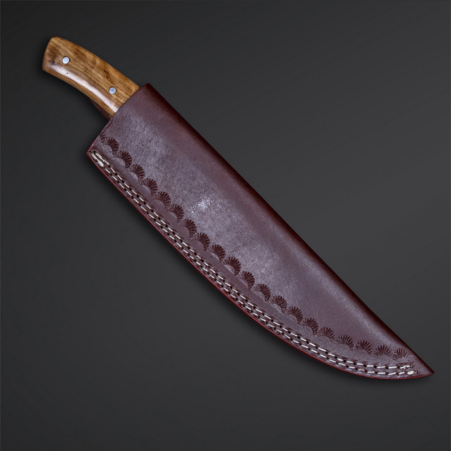 CUSTOM HANDMADE DAMASCUS CHEF KNIFE WITH LEATHER SHEATH