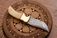 |NB KNIVES| Handmade Damascus Neck Knife " Bone Handle