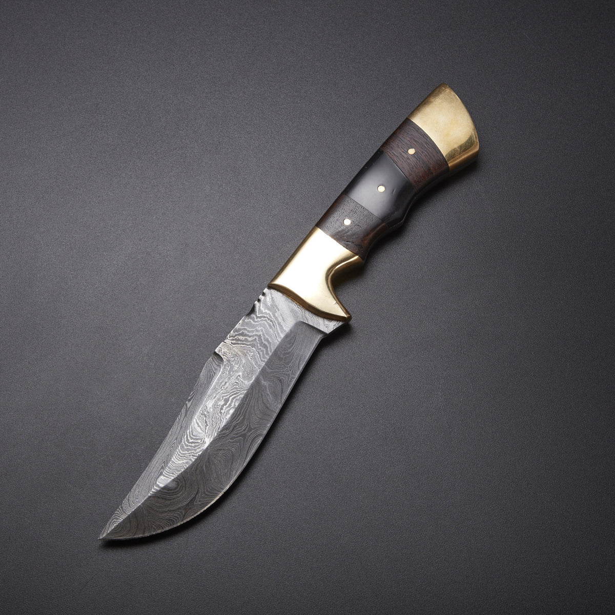Custom Handmade Damascus Skinner Knife with Walnut & Buffalo Horn Handle