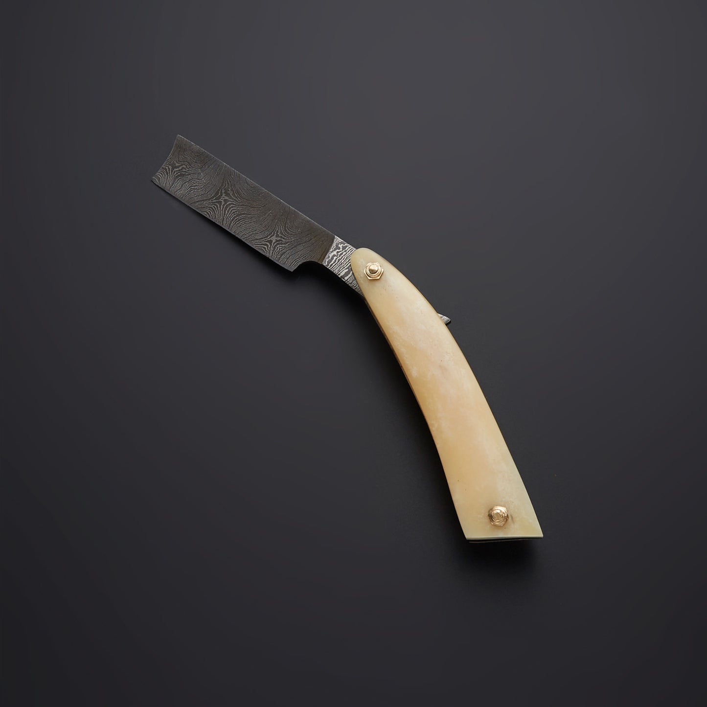 CUSTOM HANDMADE DAMSCUS RAZOR WITH LEATHER SHEATH