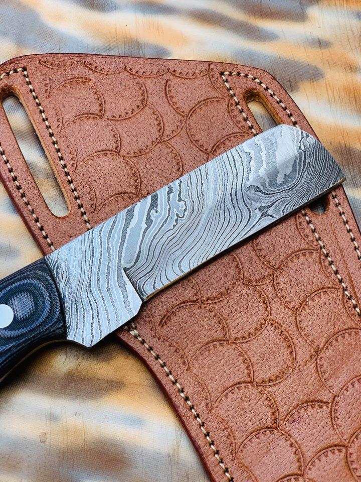 Custom Handmade Damascus Steel Bull Cutter Knife