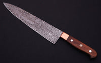 |NB KNIVES| CUSTOM HANDMADE DAMASCUS STEEL CHEF KNIFE WITH LEATHER SHEATH