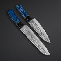 CUSTOM HANDMADE DAMASCUS 2 PCS CHEF KNIVES WITH LEATHER ROLL KIT
