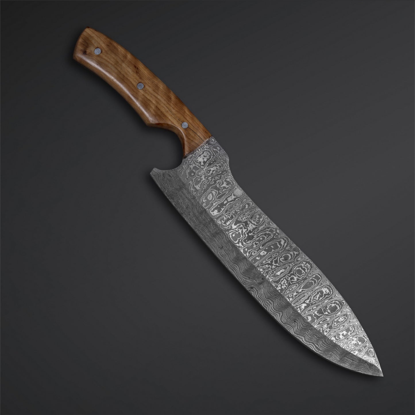 CUSTOM HANDMADE DAMASCUS CHEF KNIFE WITH LEATHER SHEATH