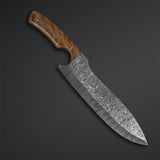 CUSTOM HANDMADE DAMASCUS CHEF KNIFE WITH LEATHER SHEATH