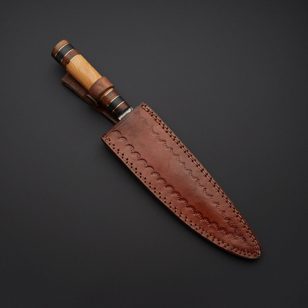 Hand Made Damascus Steel Chef Knife With Olive Wood Handle