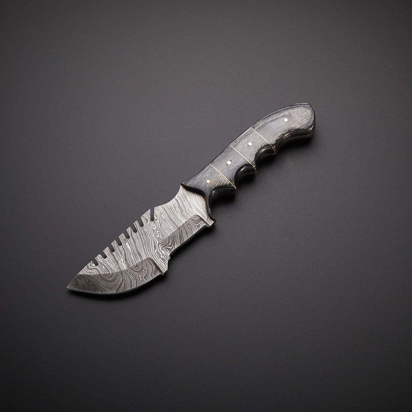 |NB KNIVES| CUSTOM HANDMADE DAMASCUS TRACKER KNIFE WITH LEATHER SHEATH