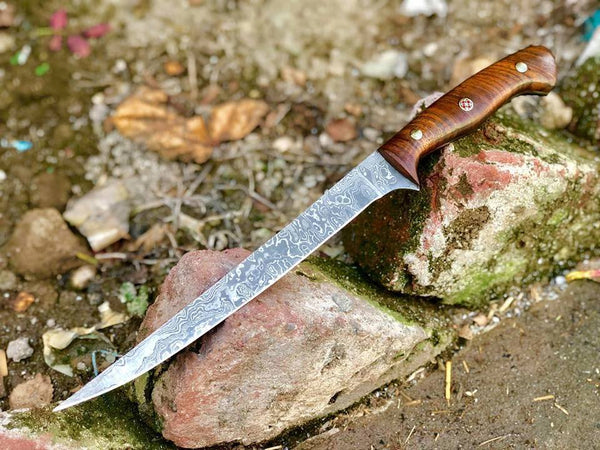 Custom Handmade Damascus Steel Fillet Fish Knife With Leather Sheath – NB  CUTLERY LTD