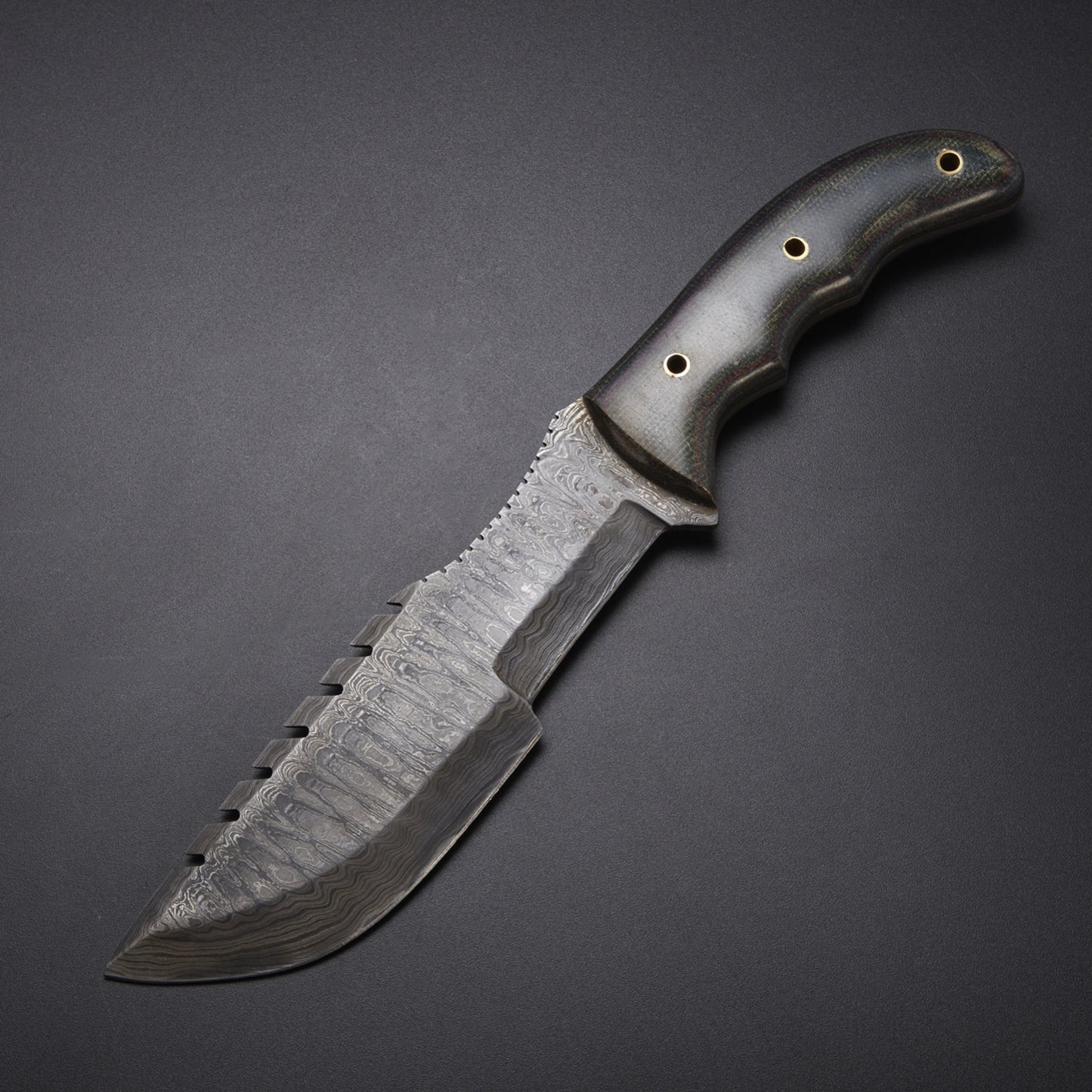 CUSTOM HANDMADE DAMASCUS TRACKER KNIFE WITH LEATHER SHEATH