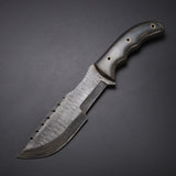 CUSTOM HANDMADE DAMASCUS TRACKER KNIFE WITH LEATHER SHEATH