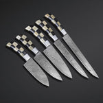 CUSTOM HANDMADE DAMASCUS 5 PCS CHEF SET WITH LEATHER ROLL KIT