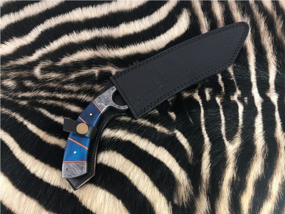 |NB KNIVES| CUSTOM HANDMADE DAMASCUS STEEL HUNTING KNIFE WITH LEATHER SHEATH