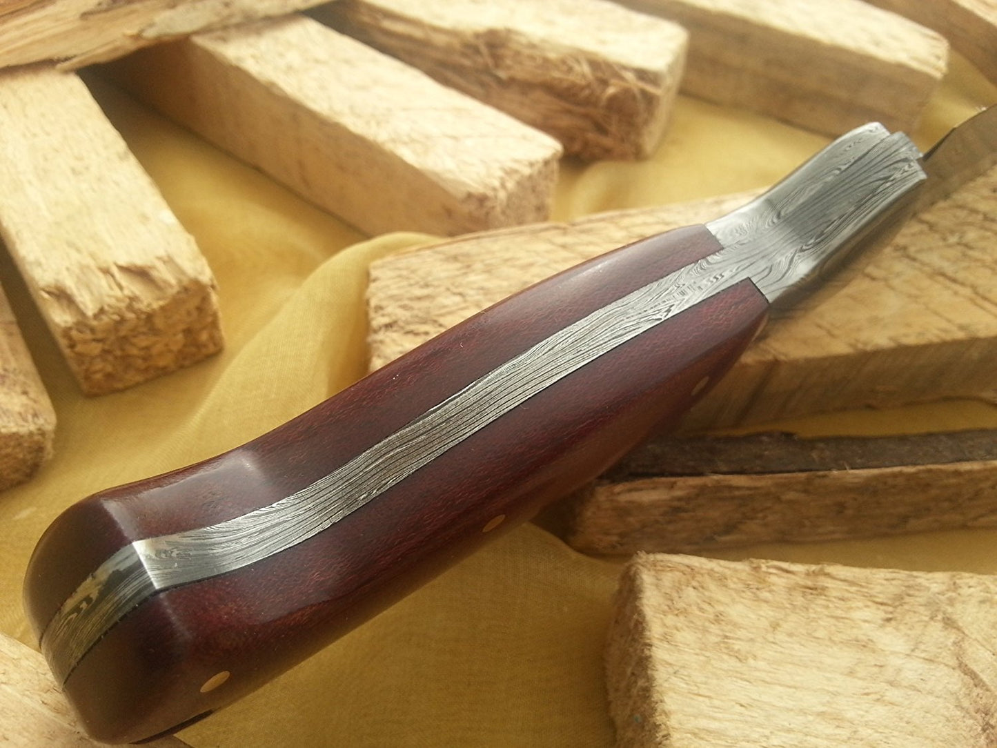 CUSTOM HANDMADE DAMASCUS HUNTING KNIFE HANDLE MICARTA