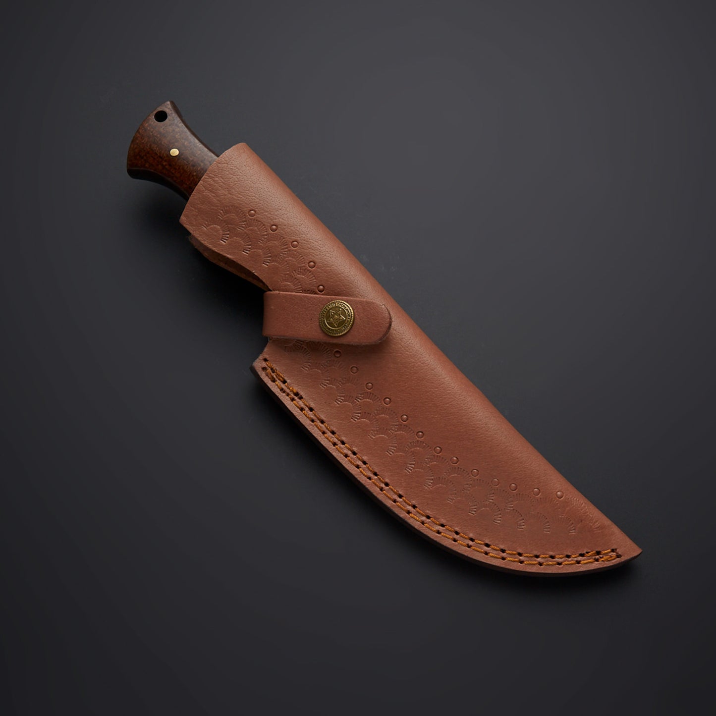 CUSTOM HANDMADE DAMASCUS TRACKER KNIFE WITH LEATHER SHEATH