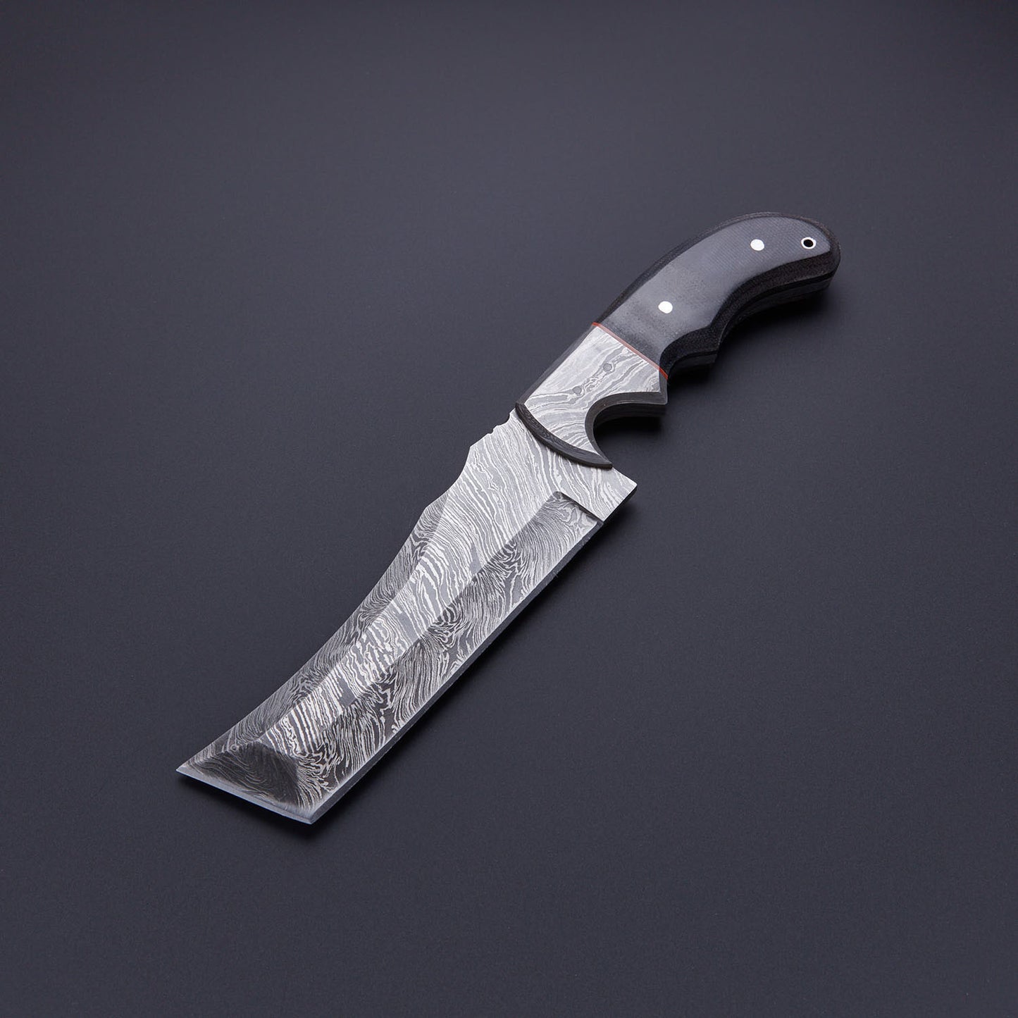Custom Handmade Damascus Steel Skinner Knife with Micarta Handle & Leather Sheath