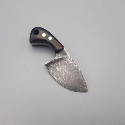 Damascus Steel Nick Skinner Knife with Spanish Micarta Handle & Leather Sheath