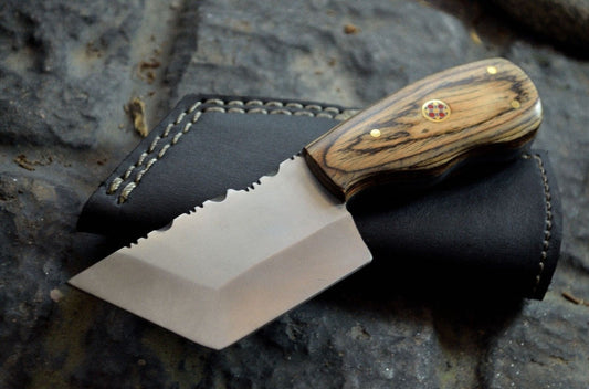 Custom Handmade D2 Steel Skinner Hunting Knife – Micarta Handle with Leather Sheath