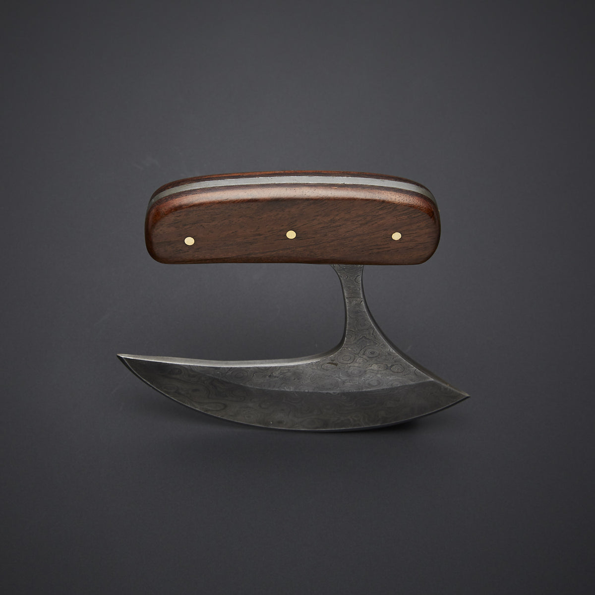 CUSTOM HANDMADE DAMASCUS ULU KNIFE WITH LEATHER SHEATH