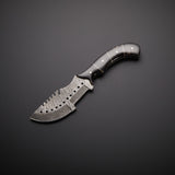 |NB KNIVES| CUSTOM HANDMADE DAMASCUS TRACKER KNIFE WITH LEATHER SHEATH
