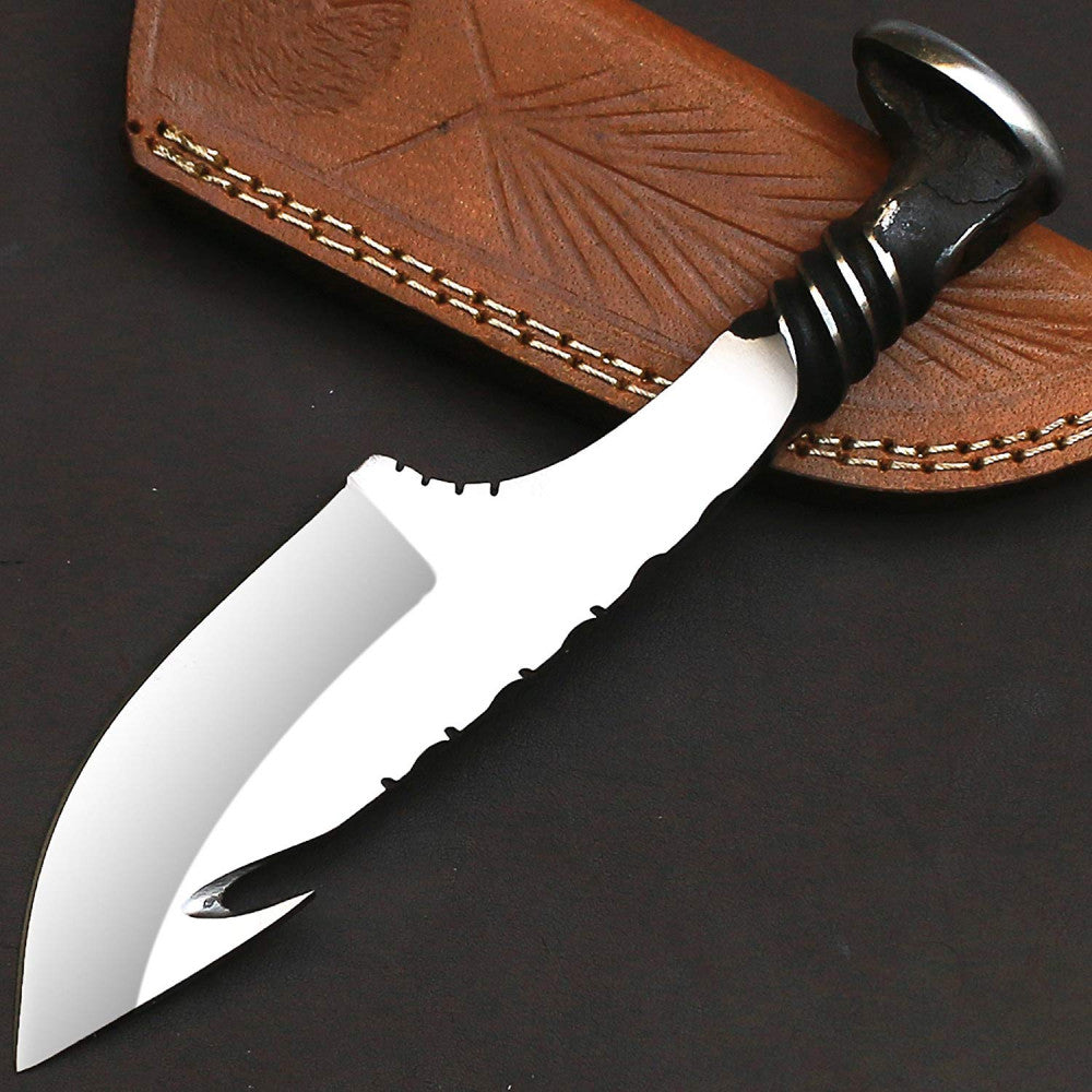 Handmade Rail Road Spike Steel Hunting Guthook Knife