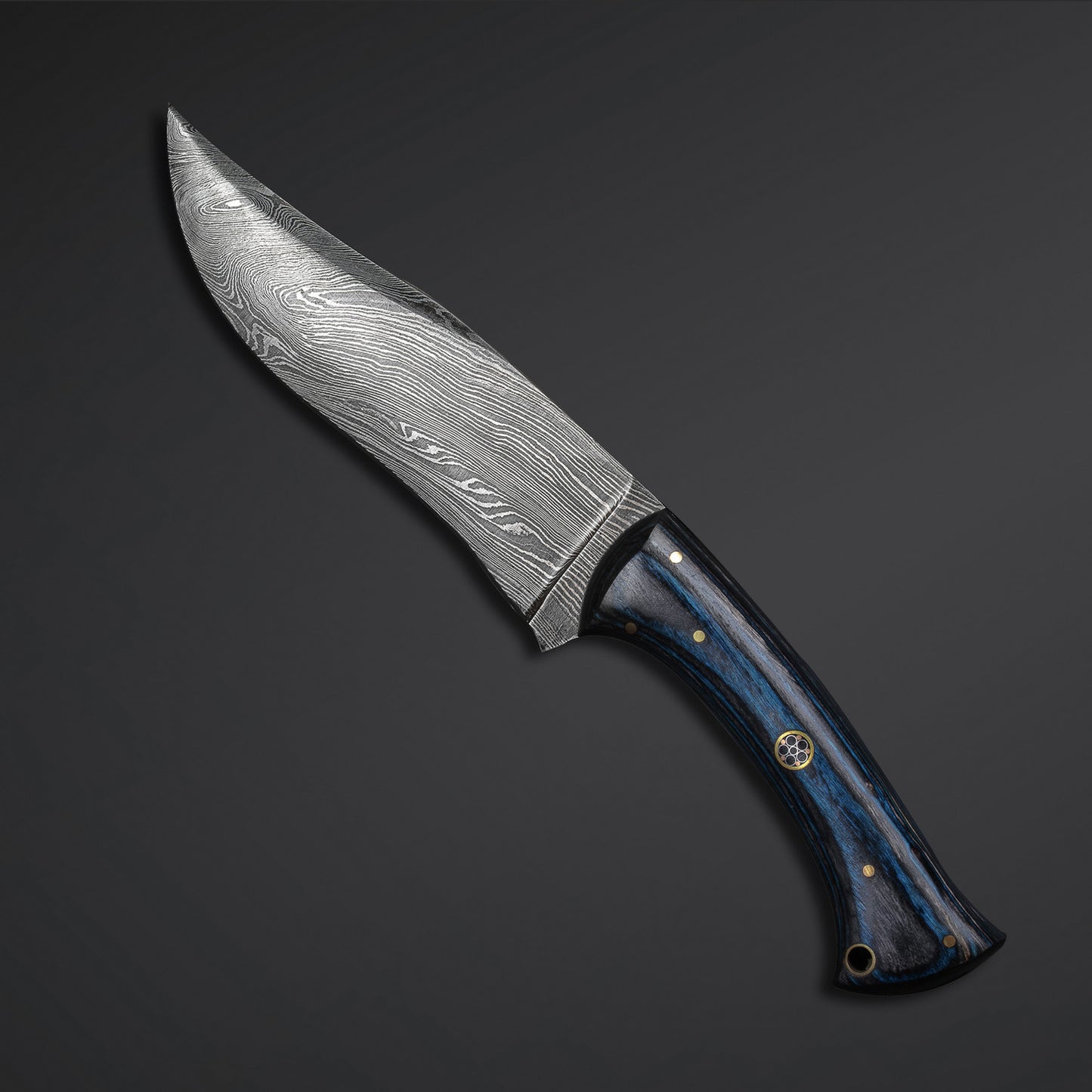 CUSTOM HANDMADE DAMASCUS STEEL HUNTING KNIFE HANDLE HARDWOOD
