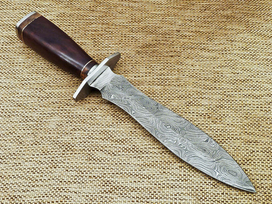 BEAUTIFUL CUSTOM HANDMADE DAMASCUS STEEL KNIFE "NATURAL WOOD"
