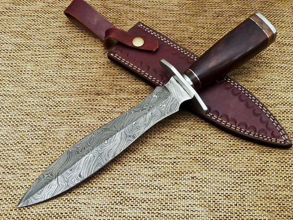 BEAUTIFUL CUSTOM HANDMADE DAMASCUS STEEL KNIFE "NATURAL WOOD"