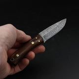 custom handmade damascus hunting knife Handle: Rosewood, Brass Lanyard Pipe - NB CUTLERY LTD