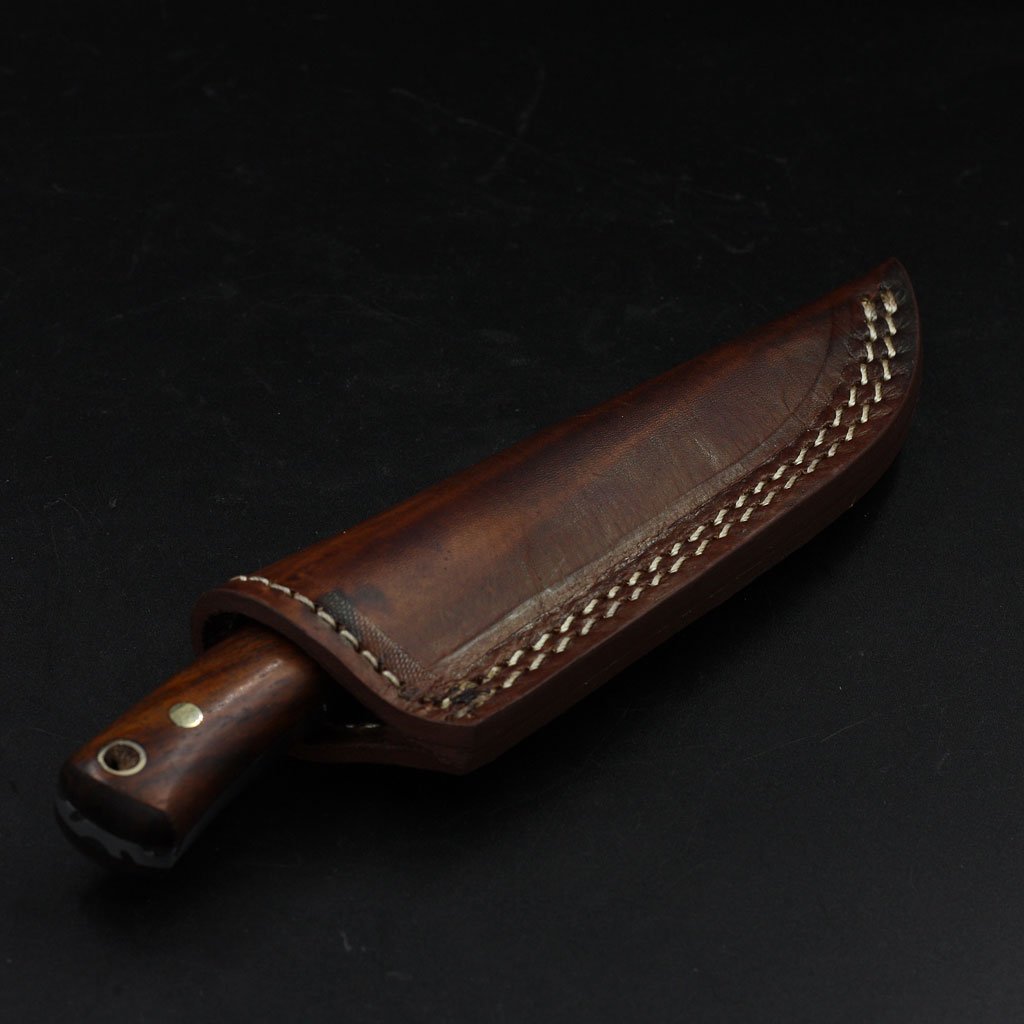 custom handmade damascus hunting knife Handle: Rosewood, Brass Lanyard Pipe - NB CUTLERY LTD