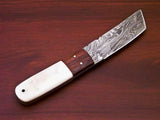 DAMASCUS STEEL FULL TANG KNIFE- CAMEL BONE & NATURAL WOOD