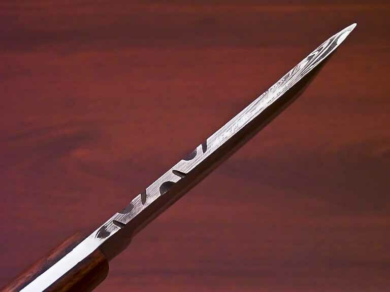 DAMASCUS STEEL FULL TANG KNIFE- CAMEL BONE & NATURAL WOOD