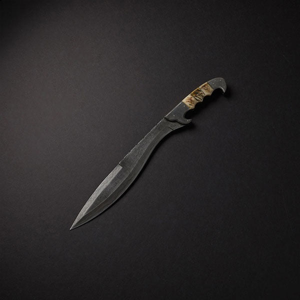 CUSTOM HANDMADE DAMASCUS STEEL HUNTING KNIFE WITH LEATHER SHEATH