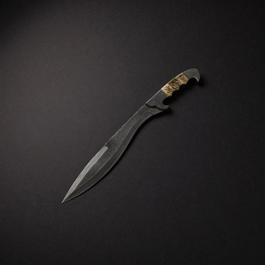 CUSTOM HANDMADE DAMASCUS STEEL HUNTING KNIFE WITH LEATHER SHEATH