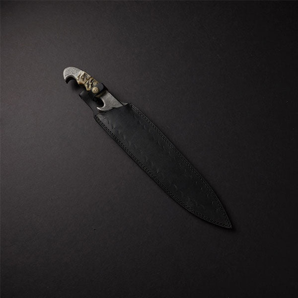 CUSTOM HANDMADE DAMASCUS STEEL HUNTING KNIFE WITH LEATHER SHEATH