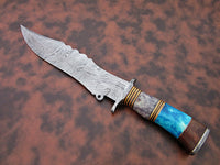 Damascus Handmade Damascus Bowie knife - NB CUTLERY LTD