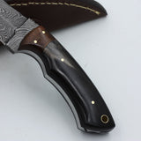 Custom handmade damascus knife Handle: Horn, Rosewood Bolster - NB CUTLERY LTD