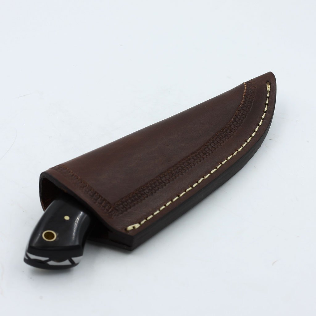 Custom handmade damascus knife Handle: Horn, Rosewood Bolster - NB CUTLERY LTD
