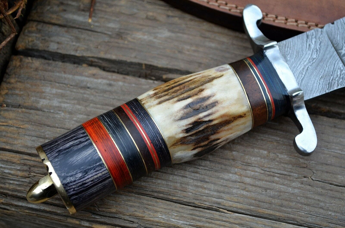 CUSTOM MADE HAND FORGED DAMASCUS STEEL HUNTING BIG FOOT BOWIE KNIFE