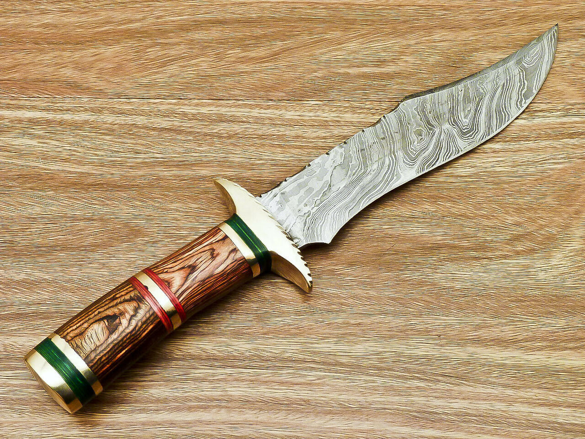 BEAUTIFUL CUSTOM HAND FORGED DAMASCUS STEEL HUNTING KNIFE "HARD WOOD - NB CUTLERY LTD