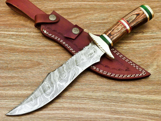 BEAUTIFUL CUSTOM HAND FORGED DAMASCUS STEEL HUNTING KNIFE "HARD WOOD - NB CUTLERY LTD
